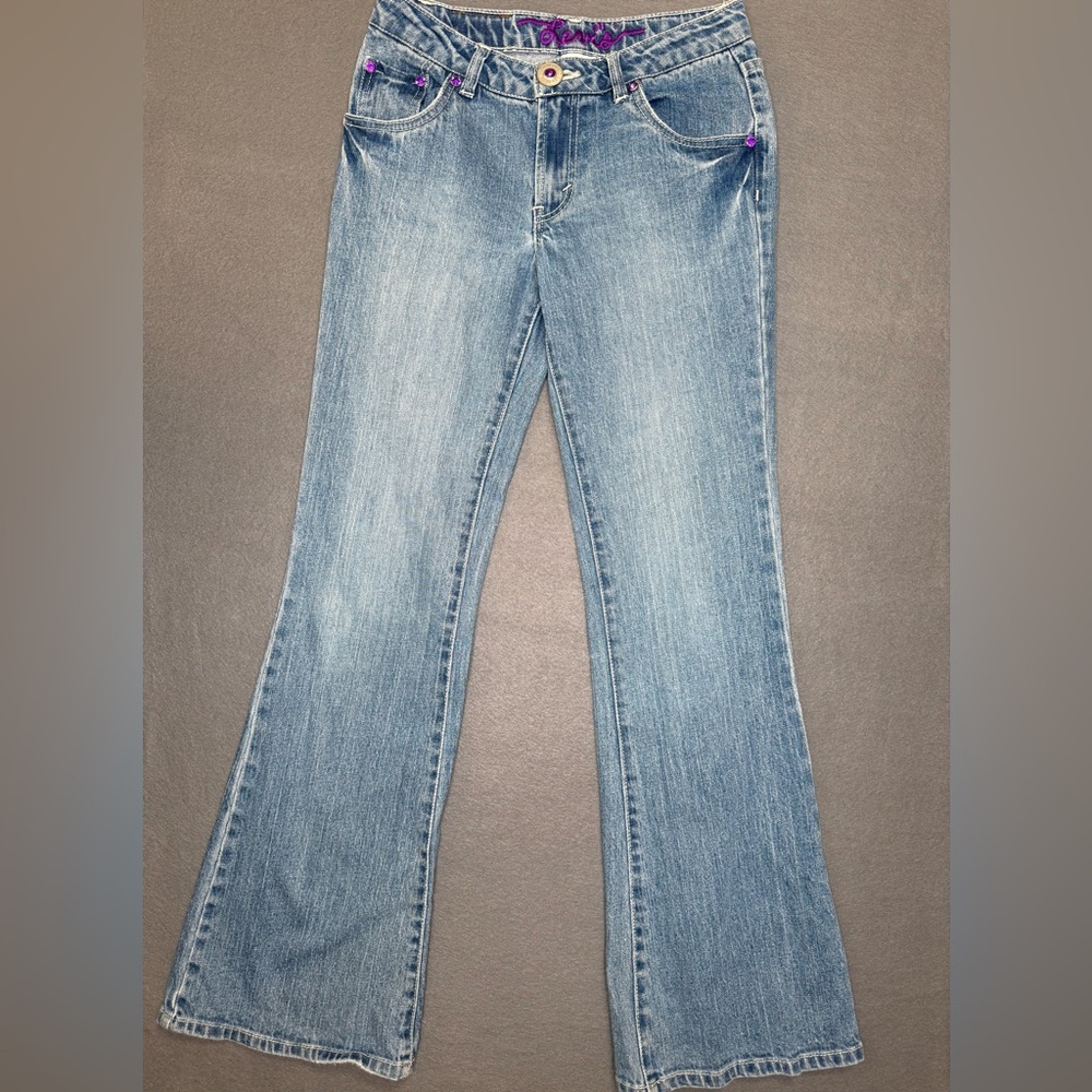 Levi Strauss Girls’ Bootcut blue Jeans with Purple Jewel Accents Junior Size 14